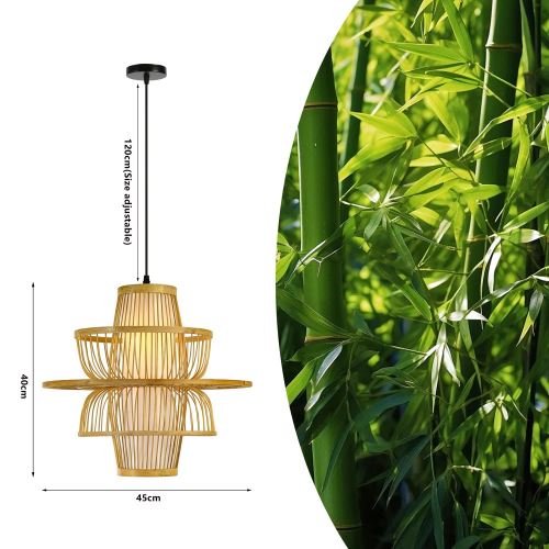Immax BOHO PINCHOS design pendant luminaire, D45cm, E27 bamboo wood (3)