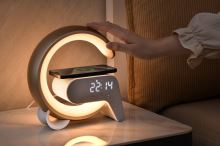 LED-Entspannungslampe Immax FLAMINGO mit QI-Aufladung, Wecker, RGB, USB-Ausgang, gold (12)