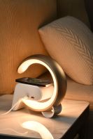 LED-Entspannungslampe Immax FLAMINGO mit QI-Aufladung, Wecker, RGB, USB-Ausgang, gold