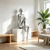 Immax SILUETTE CYBER GIRL-120 Skulptur, glänzend, galvanisiertes Silber (Chrom), Glasfaserverbundwerkstoff, 3 W (13)