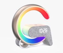 LED-Entspannungslampe Immax FLAMINGO mit QI-Aufladung, Wecker, RGB, USB-Ausgang, gold (16)