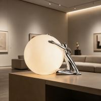 Immax SILUETTE Moon Lady 53 – sculpture, decorative lamp, shiny silver (chrome), fibreglass, 1xE27 (4)