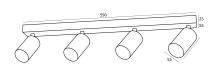 Immax PUNTO-4 ceiling wall spot light linear 4 heads GU10, copperIwhite