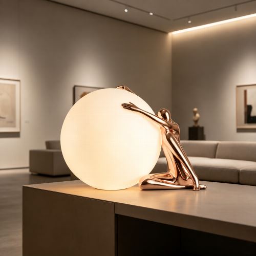 Immax SILUETTE Moon Lady – 53 cm, Skulptur, Dekorationslampe in Roségold, Glasfaserverbundwerkstoff, 1xE27 (3)