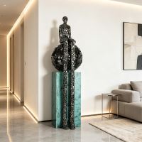 Immax SILUETTE Imperial OBR-190cm electroplated GUN black fibreglass sculpture with plinth (13)