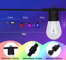 Immax NEO LITE Smart outdoor decorative chain garland 15W,15m, Tuya WiFi, RGB, CCT IP65 (22)