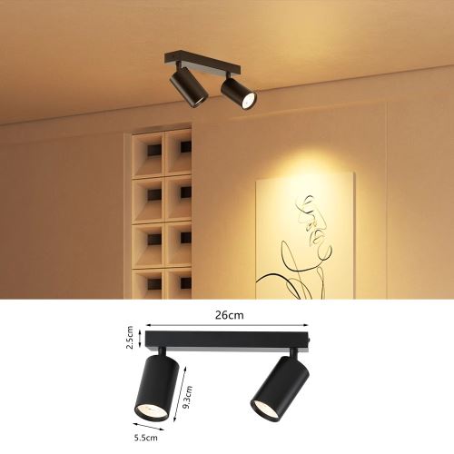 Immax NEO LITE PUNTO-2 Smart Strahler schwarz Quelle 2xGU10 6W, RGB+CCT WiFi BEACON (3)