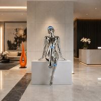 Immax SILUETTE CYBER GIRL-120 Skulptur, glänzend, galvanisiertes Silber (Chrom), Glasfaserverbundwerkstoff, 3 W (9)