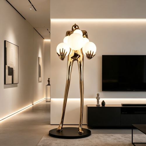 Immax SILUETTE HUMAN BALL – 180 cm – sculpture floor lamp, fibreglass and plastic, rose gold, 6xE27 (8)