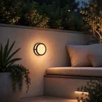 Immax LUXLINE Outdoor LED Wall and Ceiling Light, Round, BLACK, 8W, 3000K, 240V, IP54 (4)