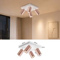 Immax PUNTO-4S ceiling wall spotlight square 4 heads, GU10, copper/white (1)