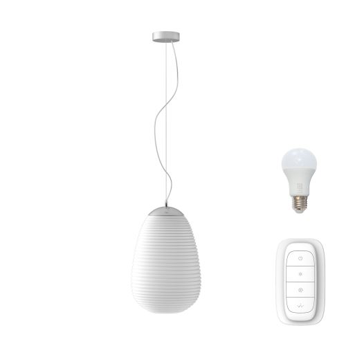 Immax NEO COCONO závěsný lustr bílé sklo 24x34cm včetně Smart zdroje E27 RGBW (7)