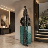 Immax SILUETTE Imperial OBR-190cm electroplated GUN black fibreglass sculpture with plinth (5)
