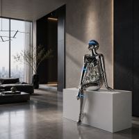 Immax SILUETTE CYBER GIRL-120 Skulptur, glänzend, galvanisiertes Silber (Chrom), Glasfaserverbundwerkstoff, 3 W (4)