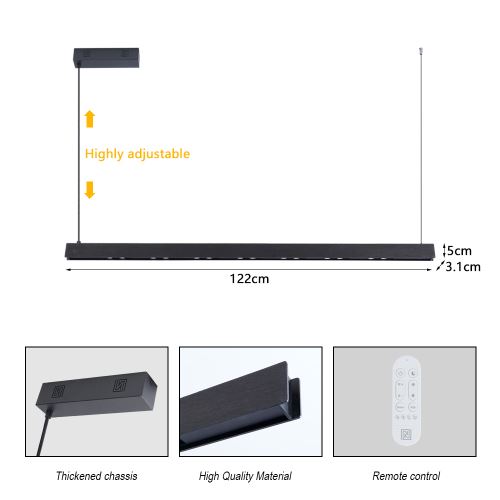 Immax NEO-MADEIRA black wood linear 122cm26W on cord Tuya WIFI BEACON CCT dimmable (6)