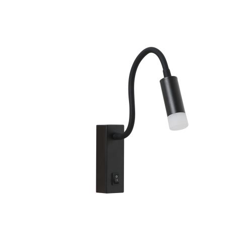 Immax GOAL design LED wall lamp with switch, 3W,138lm,4000K, ALL BLACK+ACRYL