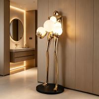 Immax SILUETTE HUMAN BALL – 180 cm – Skulptur-Stehlampe, Glasfaserkunststoff, Roségold, 6xE27 (7)