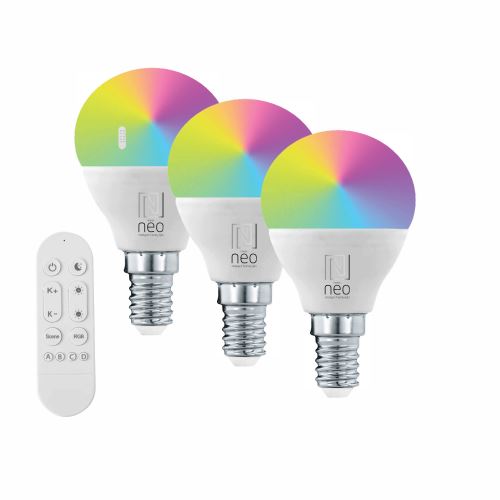 Immax NEO LITE Smart 3x LED bulb E14- 6W RGB+CCT color and white, dimmable, + remote control - WiFi (1)
