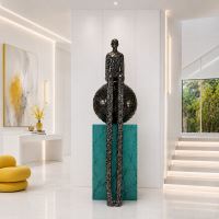 Immax SILUETTE Imperial OBR-190cm electroplated GUN black fibreglass sculpture with plinth (2)