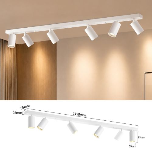 Immax PUNTO-6 Ceiling wall lamp linear 6 heads, GU10, 119cm, white (4)