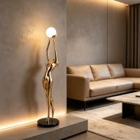 Immax SILUETTE Human WOMAN – 80 cm – Skulptur, Stehlampe, Glasfaserverbundwerkstoff, Roségold, 1xG9 (7)