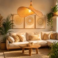 Immax BOHO SOMBRERO Design-Pendelleuchte D70cm, E27 Naturrattan (9)