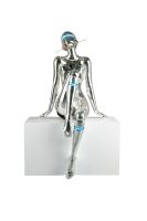 Immax SILUETTE CYBER GIRL-120 Skulptur, glänzend, galvanisiertes Silber (Chrom), Glasfaserverbundwerkstoff, 3 W (6)
