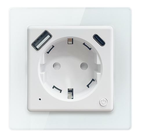 Smart-Innensteckdose Nexa ohne Stift, Immax NEO, Typ F, 1xUSB, 1xUSB C , PD 20W, WiFi