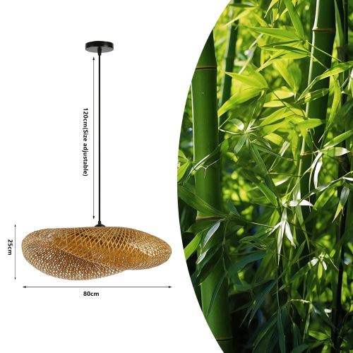 Immax BOHO HILO design pendant luminaire, L80cm. E27, bamboo (1)