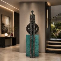 Immax SILUETTE Imperial OBR-190cm electroplated GUN black fibreglass sculpture with plinth (6)