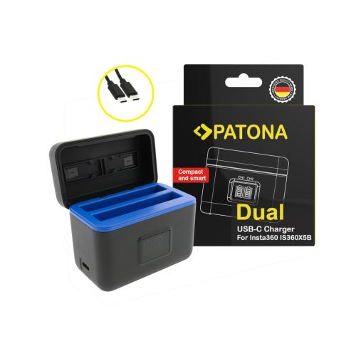 Dual-Ladegerät für INSTA360 X5-Akkus (USB-C)