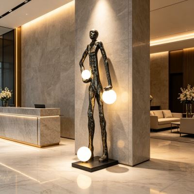 Immax SILUETTE Glam Aura – 185 cm – sculpture, floor lamp, bronze, fibreglass, 3xE27