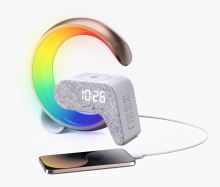 LED-Entspannungslampe Immax FLAMINGO mit QI-Aufladung, Wecker, RGB, USB-Ausgang, gold (18)