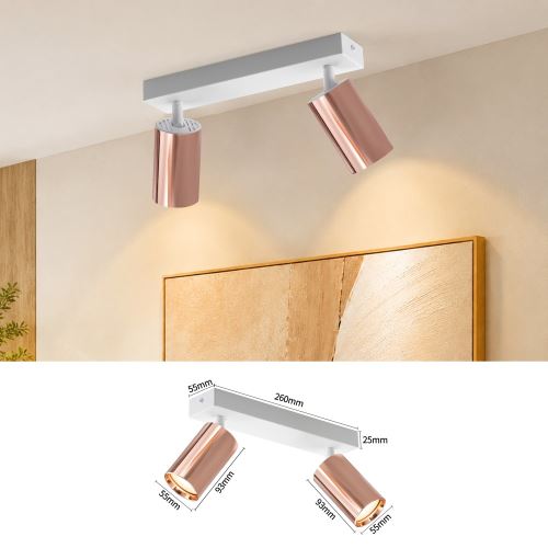 Immax PUNTO-2 ceiling wall spot light 2 heads GU10, copper/white (2)
