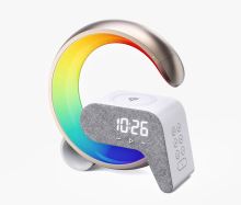 LED-Entspannungslampe Immax FLAMINGO mit QI-Aufladung, Wecker, RGB, USB-Ausgang, gold (13)