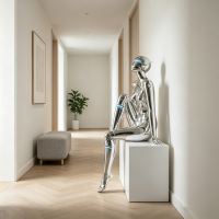 Immax SILUETTE CYBER GIRL-120 Skulptur, glänzend, galvanisiertes Silber (Chrom), Glasfaserverbundwerkstoff, 3 W (17)