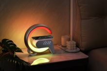 LED-Entspannungslampe Immax FLAMINGO mit QI-Aufladung, Wecker, RGB, USB-Ausgang, gold (9)