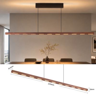 Immax NEO-MADEIRA linear walnut wood 157 cm, 37 W, 3000 K, on a cable, dimmable with a sensor