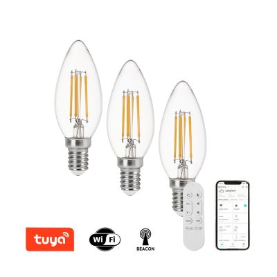 Smart-Glühbirne Immax NEO LED Set 3xE14 C37 4W CCT 470lm dimmbar, WiFi, Beacon + Fernbedienung