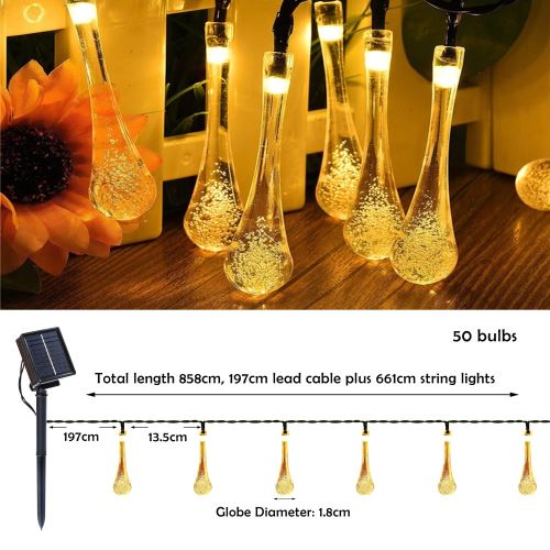 IMMAX DROP Solar LED Dekorationskette, 50x LED, 7m, 3000K warmweiß, IP65 (6)