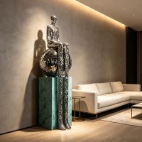Immax SILUETTE Imperial OBR-190cm electroplated GUN black fibreglass sculpture with plinth (11)