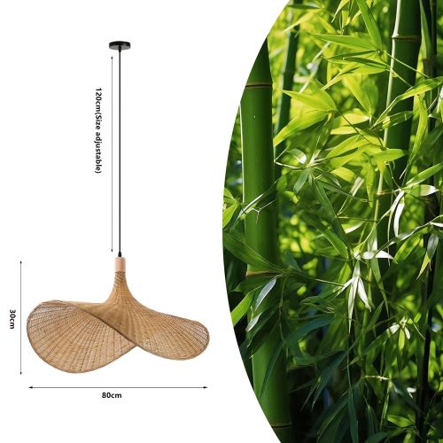 Immax BOHO SOMBRERO Design-Pendelleuchte D80 cm, E27, natürliches Rattan