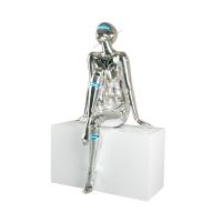 Immax SILUETTE CYBER GIRL-120 statue, shiny electroplated silver (chrome), fibreglass, 3W (10)