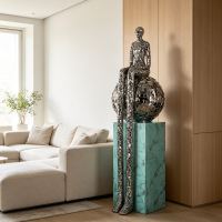 Immax SILUETTE Imperial OBR-190cm electroplated GUN black fibreglass sculpture with plinth (12)