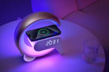 LED-Entspannungslampe Immax FLAMINGO mit QI-Aufladung, Wecker, RGB, USB-Ausgang, gold (10)