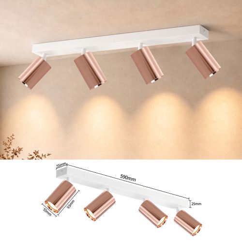 Immax PUNTO-4 ceiling wall spot light linear 4 heads GU10, copperIwhite (12)