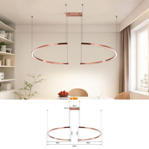 Immax NEO FINO MOON Smart Hängeleuchte 2x Halbkreis, 120 cm, 72 W, Zigbee 3.0, Kupfer (23)