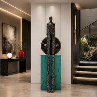 Immax SILUETTE Imperial OBR-190cm electroplated GUN black fibreglass sculpture with plinth (3)