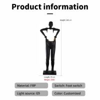 Immax SILUETTE Human Houdini 185 cm – Stehlampe in Skulpturform, Fiberglas, schwarz, 4xG9 (1)