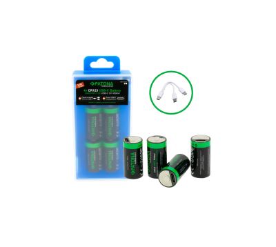 Battery CR123A Li-lon 800mAh 3V-4ks with USB-C charger